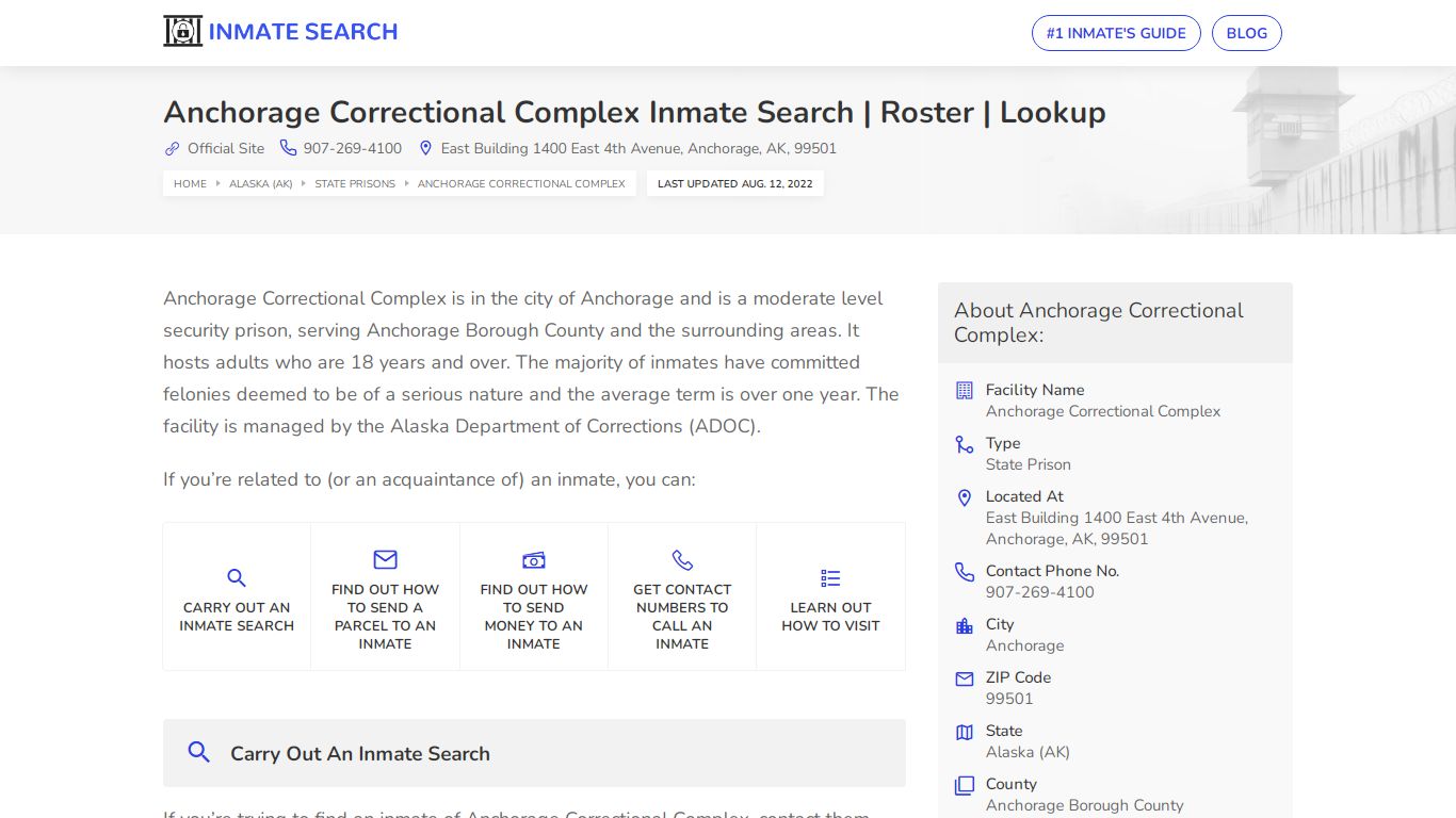 Anchorage Correctional Complex Inmate Search | Roster | Lookup