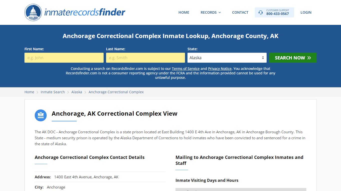 Anchorage Correctional Complex Roster & Inmate Search ...