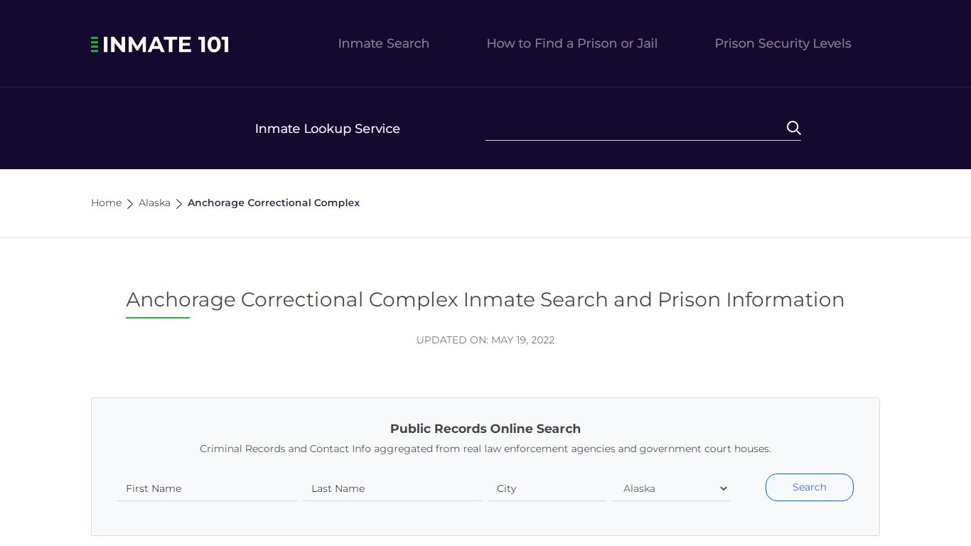 Anchorage Correctional Complex Inmate Search, Visitation ...