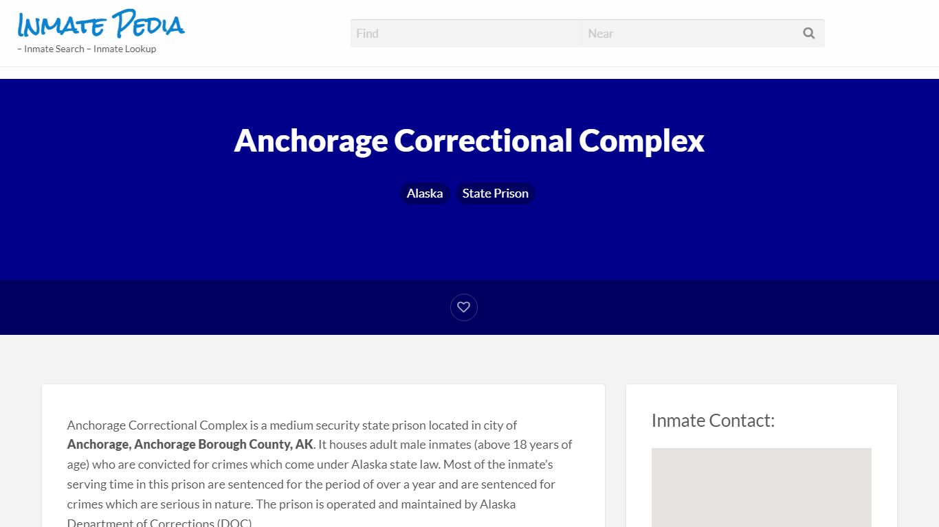 Anchorage Correctional Complex – Inmate Pedia – Inmate ...